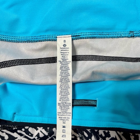 Lululemon Pace Pusher High Rise Crop Leggings Black Animal Print Reflective 8 - Picture 10 of 12